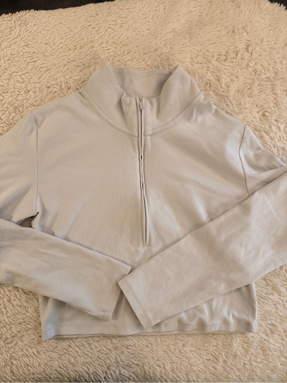 Aritzia Sunday Best Light Blue Gray Half-Zip Top Large